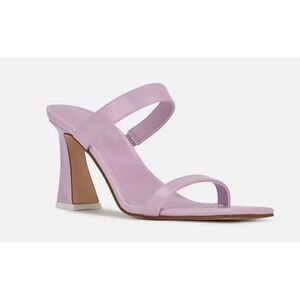 Nine West Lilac Block Heel Mule Sandals Two-Strap Open Toe Slip-On Heels Sz 8.5